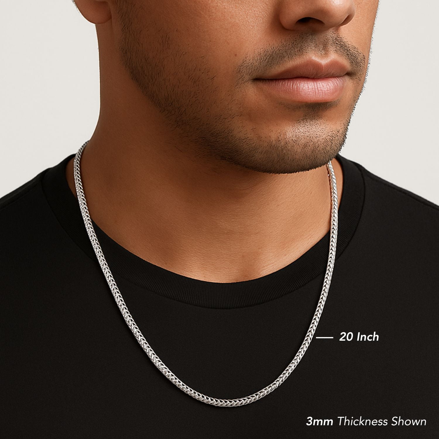Tilo Jewelry Solid 925 Sterling Silver Franco Chain Necklace with Secure Lobster Lock | 1.5mm - 16 Inch | Everyday Necklace for Men, Women, Unisex