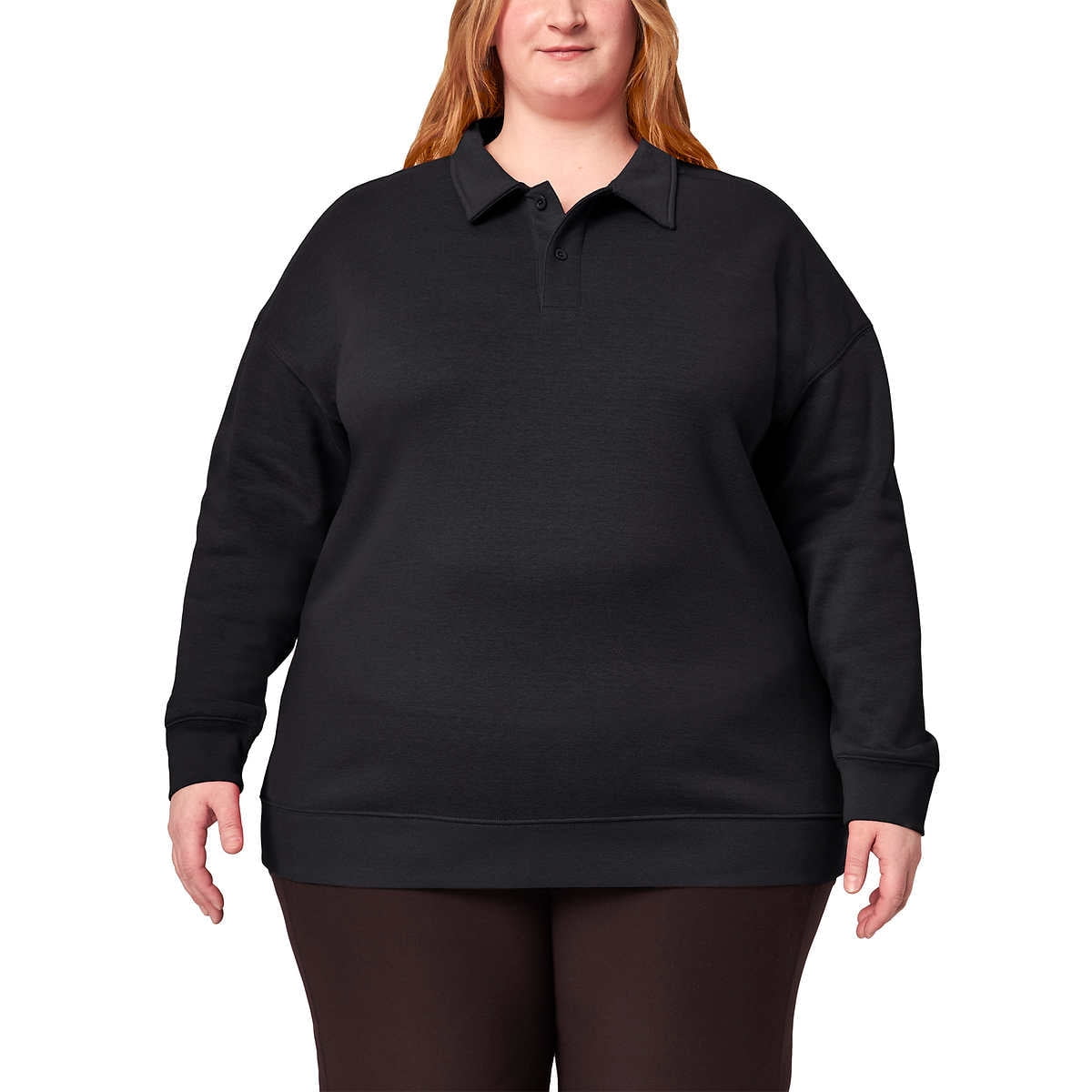 Mondetta Women's Collared Relaxed Fit Soft Fleece Sweatshirt Mondetta Women's Collared Relaxed Fit Soft Fleece Sweatshirt