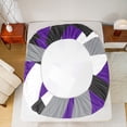 thumbnail image 5 of Manfei Geometric Lines Print Bed Sheets,Retro Stripes Pattern King Sheets,Gray Black Purple Sheet Set For Teens,Breathable Home Decor,4-Piece, 5 of 7