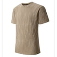 thumbnail image 5 of Qiyinn Men Summer Short Sleeve T Shirt Slim Fit Crew Neck Solid Color with Vertical Texture Casual Breathable Top for Young Adults, 5 of 8