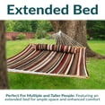 thumbnail image 4 of Sunnydaze 2-Person Quilted Polyester Spreader Bar Hammock, 450 lb Capacity - Awning Stripe, 4 of 9