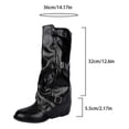 thumbnail image 4 of Women's Mid-Calf Boots Knight Boots Round Toe Belt Buckle Square Heel Slouchy Fashion Boots, 4 of 8