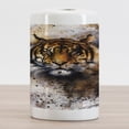 thumbnail image 2 of Tiger Ceramic Toothbrush Holder, Wild Beast Looking Straight into the Eyes of the Viewer Angry Looking Panthera Tigris, Decorative Versatile Countertop for Bathroom, 4.5" X 2.7", Multicolor, 2 of 4