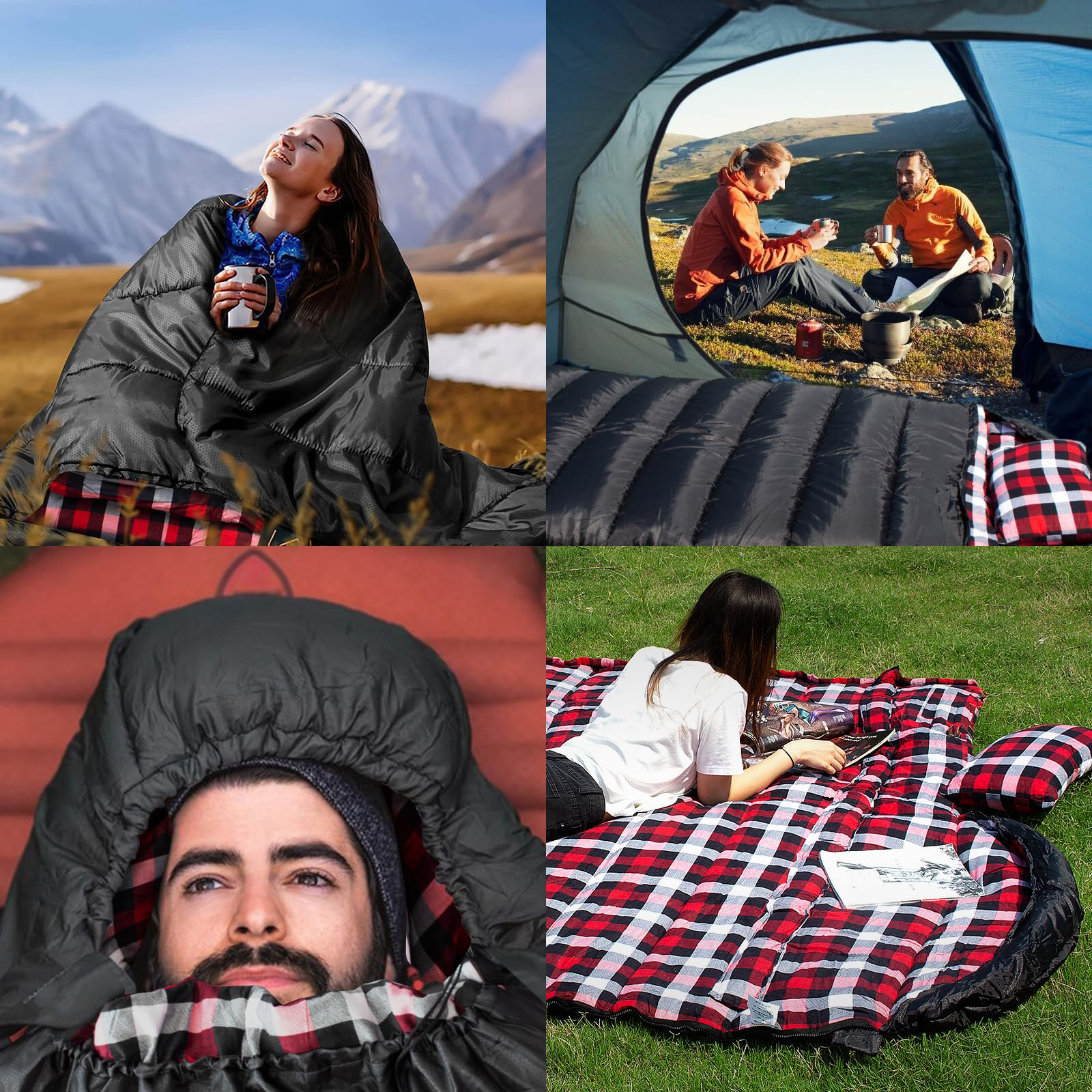 Oalyip Flannel Sleeping Bag XXL with Pillow and Sack photo 2