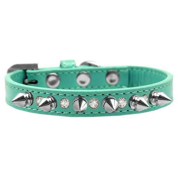 Pet and Dog Spike Collar, "Clear Crystals Silver Spikes”