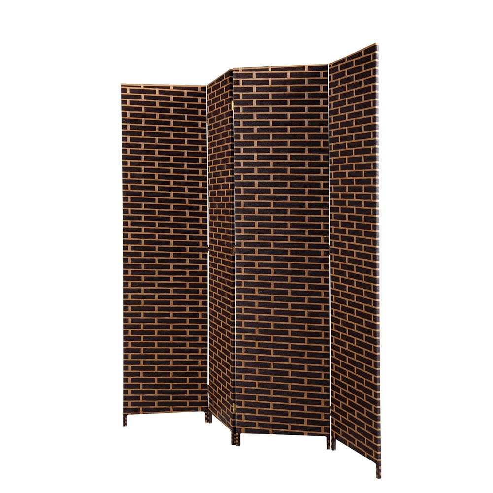 Kadyn 4 Panel Folding Weave Fiber Room Divider for Home, Portable Privacy Room Screen for Office, Dark Brown Kadyn 4 Panel Folding Weave Fiber Room Divider for Home, Portable Privacy Room Screen for Office, Dark Brown