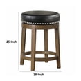 thumbnail image 5 of Bara 25 Inch Swivel Counter Stool- Black Round Faux Leather- Brown- Set of 2, 5 of 6