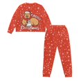 thumbnail image 2 of HELLHERO Christmas Pjs Women Pajama Set Capybara Snowflake Printed Sleepwear Soft Loungewear Comfy 2 Piece Pjs Set Crewneck Nightwear with Pockets, L, 2 of 5