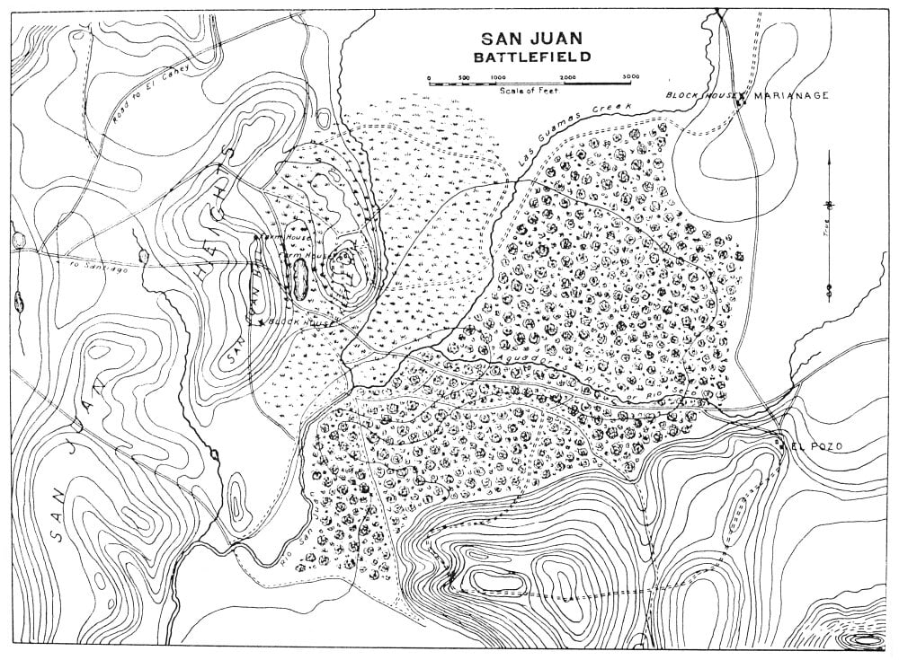 Cuba: San Juan Hill. /Ncontemporary Map Of The Battle Of San Juan Hill ...