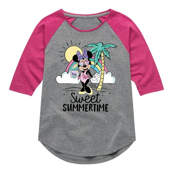Mickey & Friends - Sweet Summer Time - Toddler And Youth Girls Raglan Graphic T-Shirt