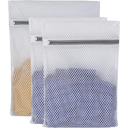 

3 Pcs Honeycomb Mesh Laundry Bags for Delicates with Premium Zipper 1 Large and 2 Medium Garment Washing Bags for Washing Machine Travel Storage Organize Bag for Socks Lingerie Shoes