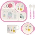 thumbnail image 1 of Juego de vajilla de bambú para niños de 5 Vajilla respetuosa con el medio ambiente: plato, tazón, taza, cuchara, tenedor, vajilla para niños sin BPA para bebés y niños pequeños Xemadio LL-1383, 1 of 7