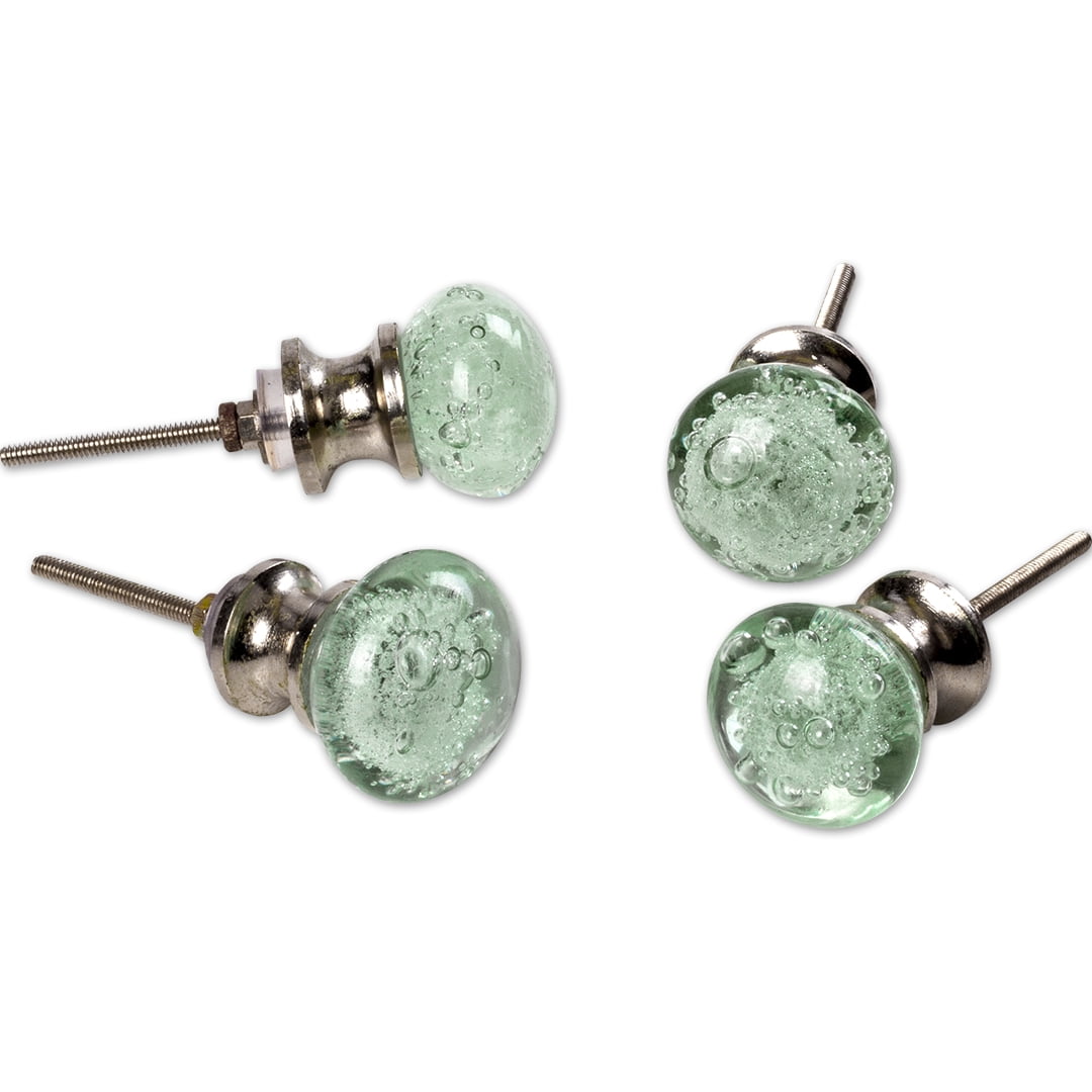 Koyal Wholesale Mint Green Round Glass Bubble 1.50 inch Diameter 4 Pack