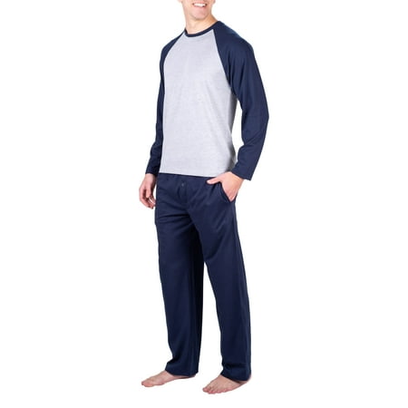 

SLEEPHERO Mens Pajama Set Long Sleeve 2 Piece Raglan Mens Sleepwear Set Pjs for Men Heather Grey w/ CharcoalHeather Grey XL