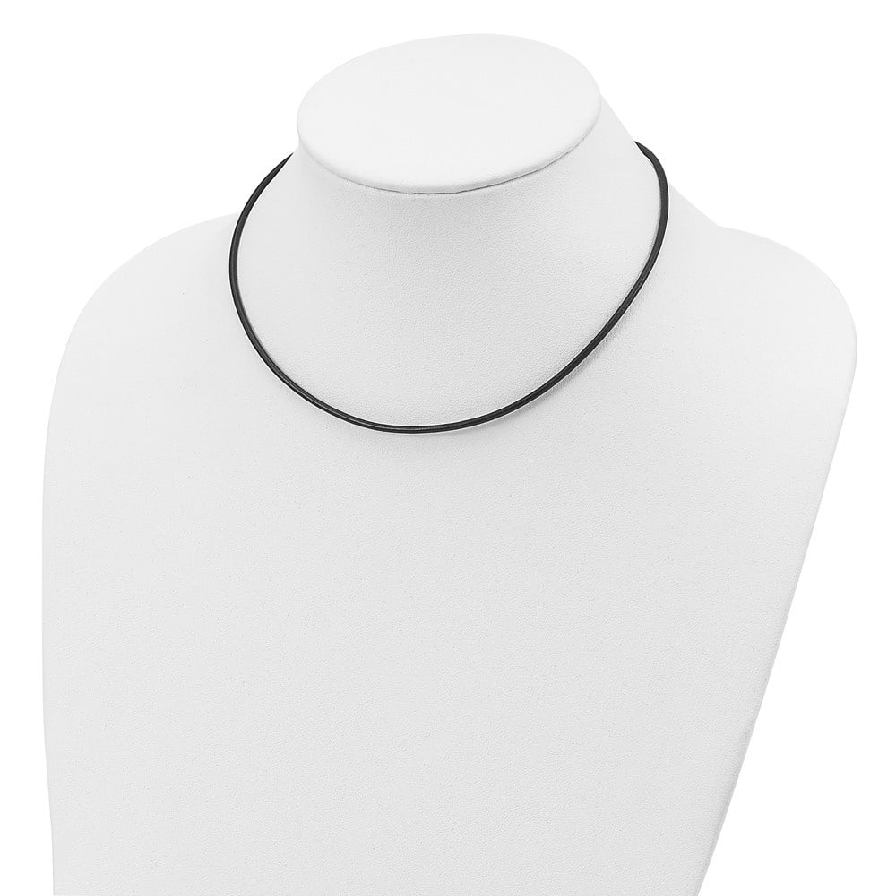 Auriga 925 Sterling Silver 2mm Black Leather Cord Necklace 16inch Necklace for Women