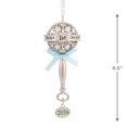 thumbnail image 3 of Hallmark Christmas Ornament (Baby's First Christmas Silver Baby Rattle With Blue Ribbon 2024 Premium Metal), 3 of 6