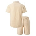 thumbnail image 4 of Tiweut Mens Outfits Sets Summer Sports Comfortable Short Sleeve Lapel Button Down Shirts Shorts Two Piece Suit for Man Khaki,XL, 4 of 9