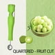 thumbnail image 4 of Cortador y pala de fruta 4 en 1 de acero inoxidable | Aparato de cocina multifunción con sacabolas, cuchillo para trinchar y tenedor | Mango verde | Utensilio portátil para preparar fruta | Juego de, 4 of 9