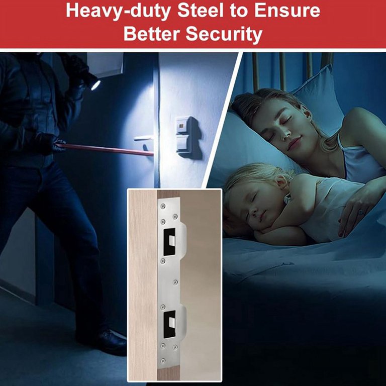 Homoyoyo 2pcs Heavy Duty Door Strike Plate - Stainless Steel Security Latch Plate For Door Frame, Silver
