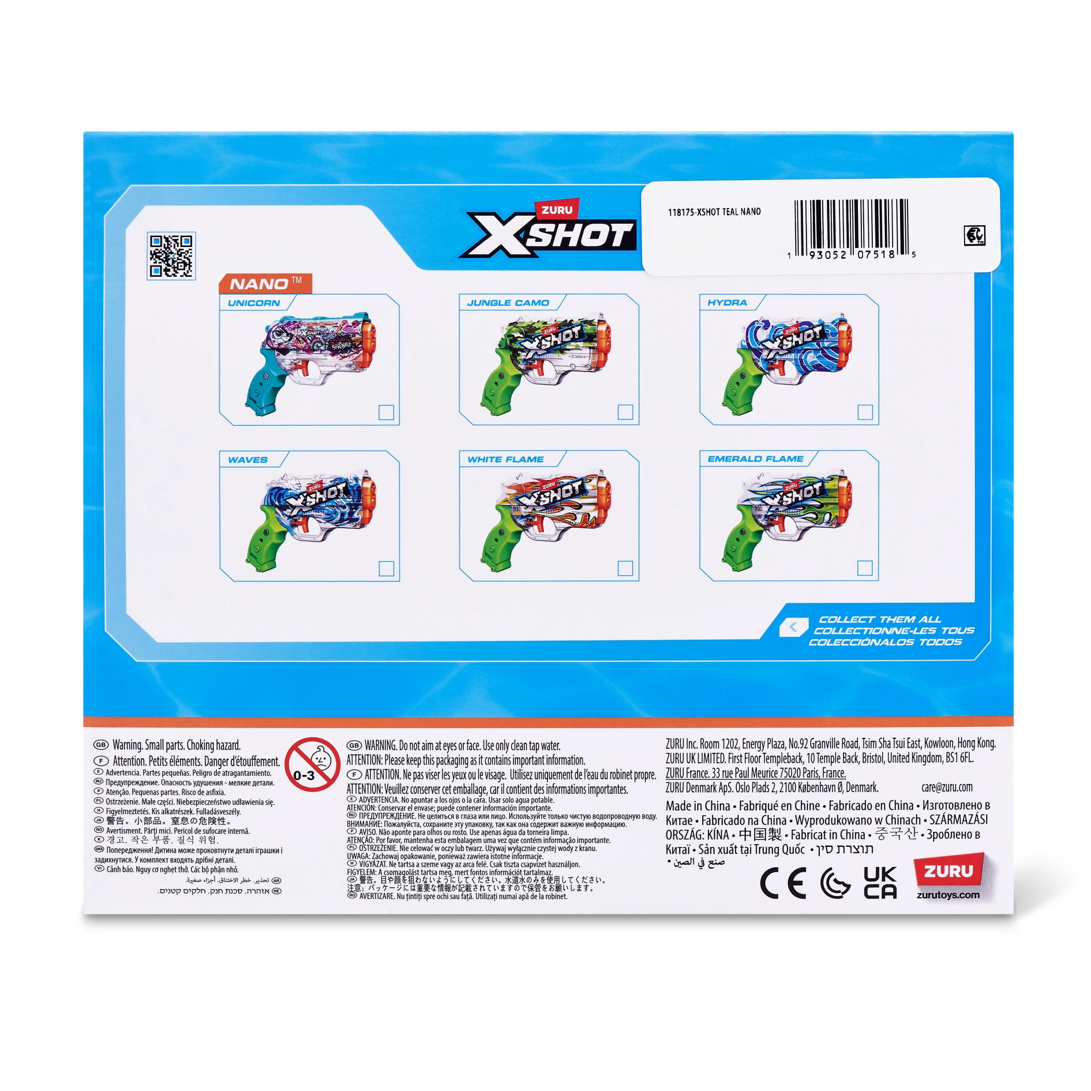 XSHOT Water Fast-Fill Skins Nano Unicorn Water Blaster by ZURU, Outdoor Summer Toy, for Kids, Teens & Adults Ages 5+