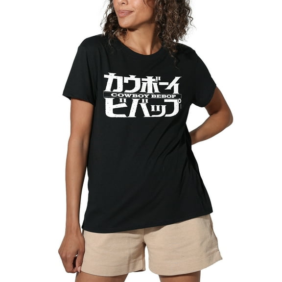 Cowboy Bebop White Mono Logo Women's Loose T-Shirt, Black, X-Large