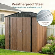 6x4 FT Storage Shed, Tool Shed with Sloping Roof and Lockable Door with Doors, Brown