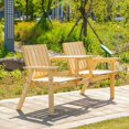 thumbnail image 5 of Yardi Yarda 59.75" Patio Bench with Middle Table and Umbrella Hole, Wooden Bench, Natural, 5 of 11
