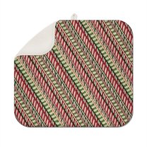 Red and Green Christmas Striped Pattern Dish Drying Mat for Kitchen 1 Pack, Ultra Absorbent Microfiber Dishes Drainer Mats,16x18in(41x46cm)