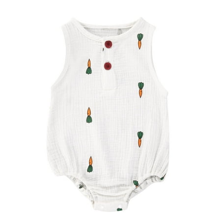 

Newborn Baby Sleeveless Romper Boys Girls Summer Print Jumpsuit