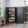 thumbnail image 2 of AUHUP 72" Metal Cabinet with 4 Adjustable Shelves, Garage Storage Cabinets with Locking Doors,Tool Storage Cabinet for Home Office,Warehouse,Workshop(Black), 2 of 9