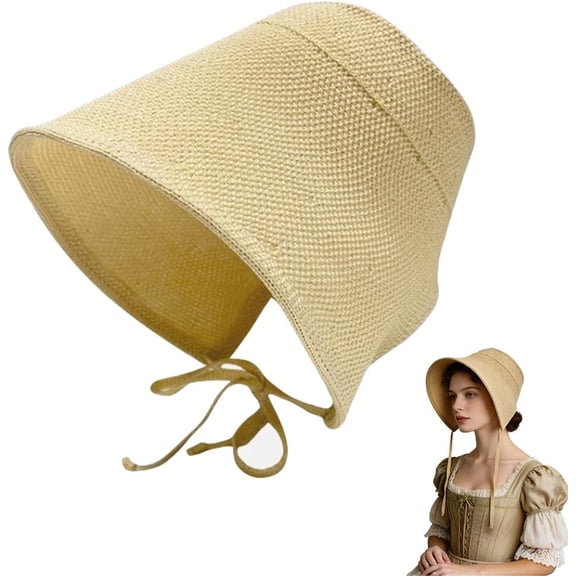 Kukuzhu Womens Vintage Bonnet with Tie, Foldable Sun Hat, Victorian Costume Accessory for Photo Halloween Picnic