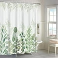 thumbnail image 3 of Green Eucalyptus Extra Long Shower Curtain, Leaf Plant Herbs Spring Nature Waterproof Fabric Machine Washable with Hooks for Bathroom Bathtub Decor 72Wx84H, 3 of 6
