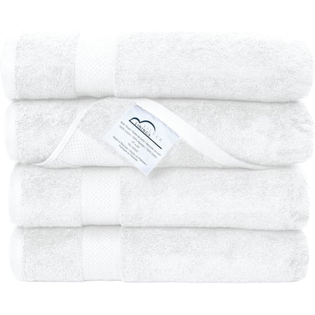 Silverlinings Bath Towels 600 GSM 100% Cotton 27x54 - 4 Towels for Bathroom - Premium, Ultra Absorbent , Super Soft and Plush - White Bathroom Towels