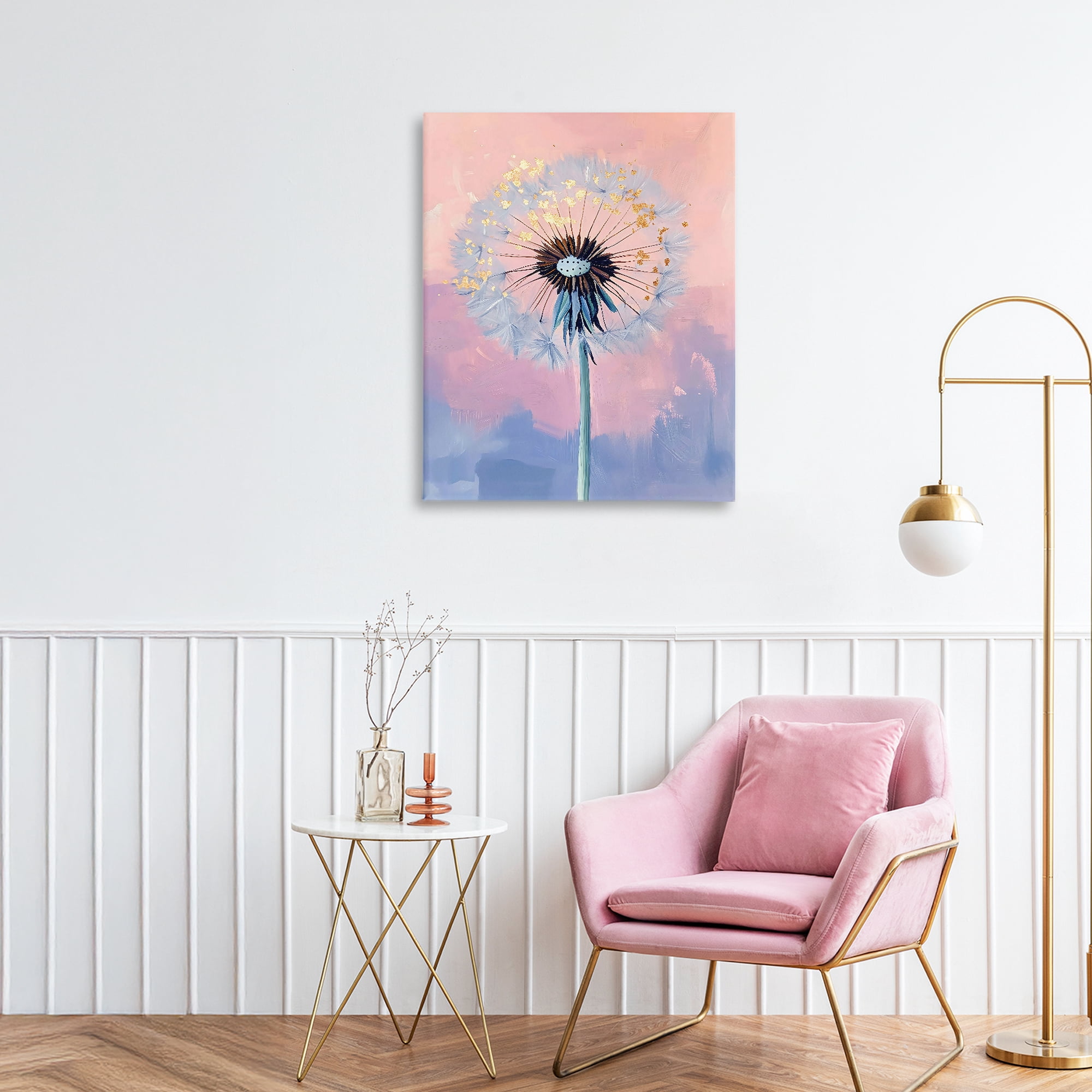Stupell Industries Pastel Dandelion with Gold Seeds Canvas Wall Art, design by The Prints Vibe