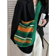 thumbnail image 3 of Kukuzhu Striped Crocheted Shoulder Bag for Women Colorful Woven Crossbody Hobo Knitted Tote Bag Tote Cute Purse, 3 of 4