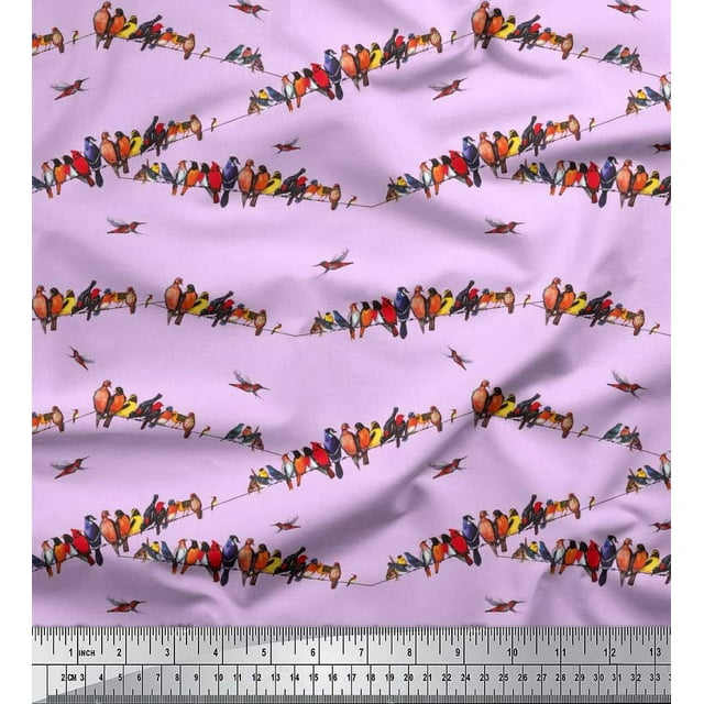 Soimoi Rayon Fabric Colorful Bird Fabric Prints By Yard 42 Inch Wide