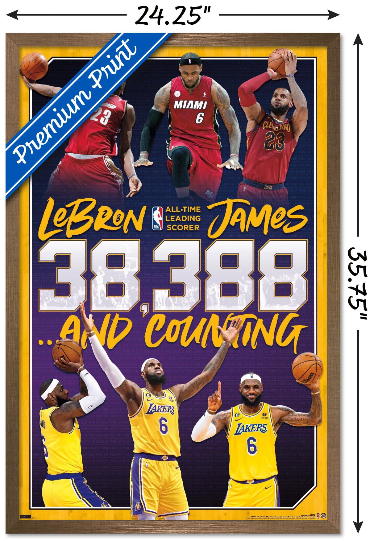 NBA League - LeBron James All-Time Scoring Leader Wall Poster, 22.375" x 34" Framed