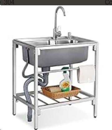 EastVita Freestanding Stainless Steel Kitchen Utility Sink 57.1x26x35.4 Inch Triple Bowl Without Faucet Heavy Duty Rust Resistant For Restaurant Kitchen Garage Outdoor