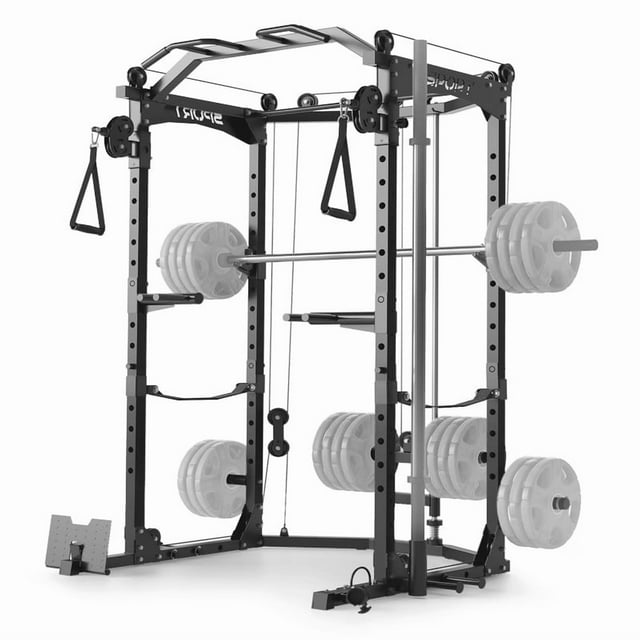 Power Cage, Racks de Puissance Multifonctionnels pour Gym à Domicile avec Système de Croisement de Câbles, Capacité de Poids 1600LBS Rack D\'entraînement Physique pour Squat pour Entraînement de Force avec Plus d'Entraînement