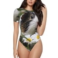 thumbnail image 1 of Honeii T-shirt Mode à Manches Courtes Col Rond Imprimé Cochon d'Inde pour Femmes - Grand, 1 of 7