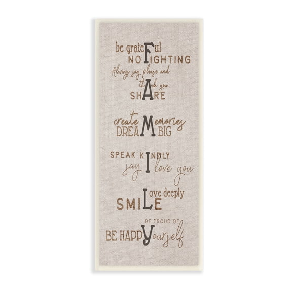 Stupell Industries Grateful Happy Family Typography Painting Unframed Art Print Wall Art, 7 x 17