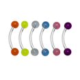 thumbnail image 1 of Eyebrow Ring Piercing 6pc Curved Barbell Glow In The Dark Balls 16G Tragus Rook, 1 of 1
