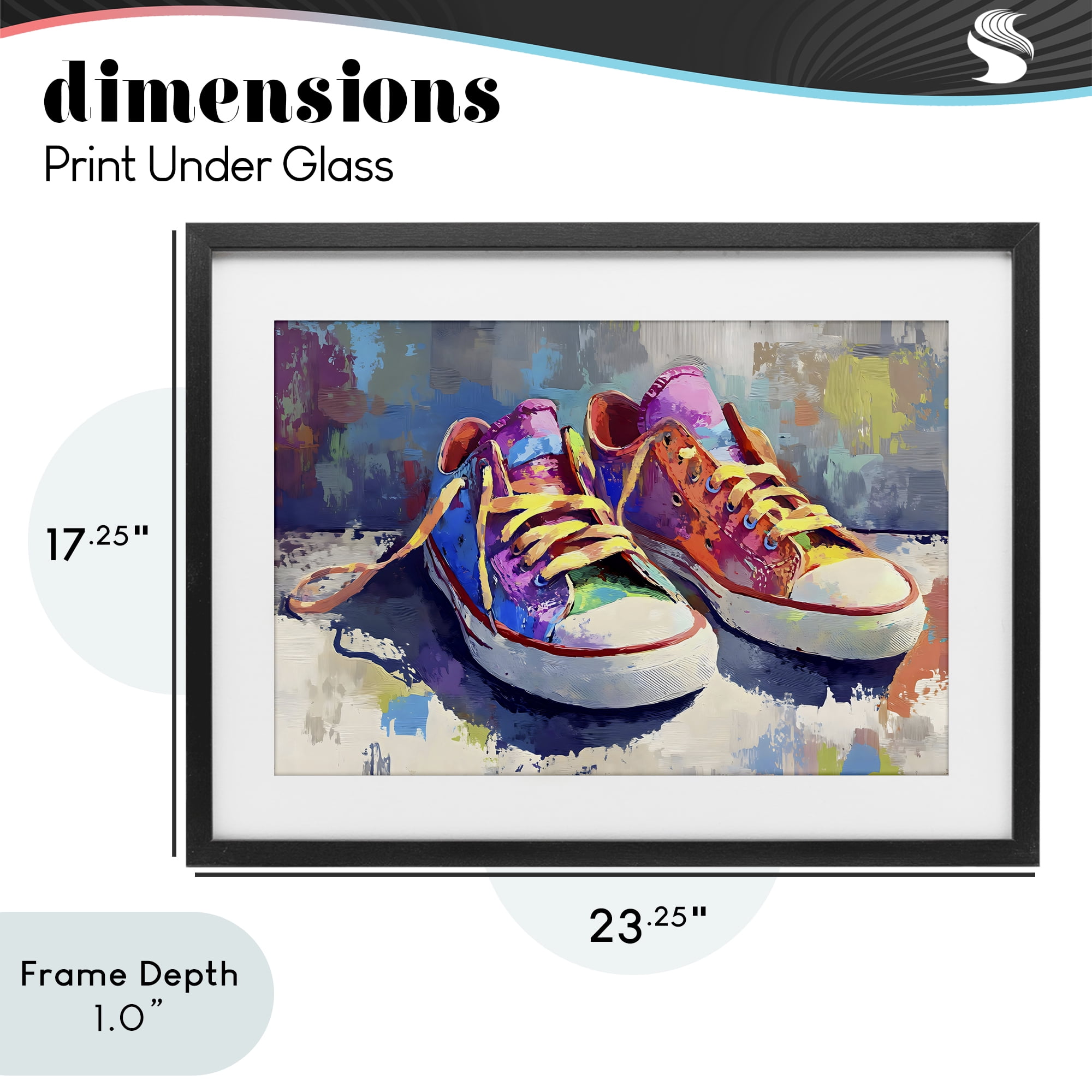 Stupell Industries Colorful Low Top Sneakers Black Framed Print Under Glass, design by Creative Studio