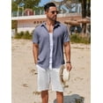 thumbnail image 3 of COOFANDY Mens Button Down Short Sleeve Shirt Casual Beach Linen Shirts Wedding Summer Vacation Shirt, 3 of 6