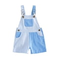 thumbnail image 1 of Mono corto para niños y niñas, mono de verano con bonitos colores contrastantes y bolsillos para uso diario informal., 1 of 9