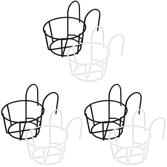 6 Pcs Decor Indoor Plant Pots Hanging Outdoor  Holder Balcony Flower Stand Round Iron