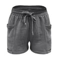 thumbnail image 4 of Uqiangy Cotton Linen Shorts For Women Womens Shorts Linen Women's Elastic High Waisted Track Shorts Gauze Shorts For Women Linen Shorts For Women Linen Shorts Women High Waisted Linen Shorts Gray 3XL, 4 of 9