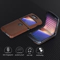 thumbnail image 6 of Compatible with Motorola Razr 5G (Razr 2nd Gen) 2020 Case, PU Leather Back Cover + Hard PC Protective Shell Slim Phone Case for Moto Razr 5G, Brown, 6 of 7