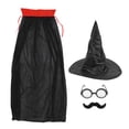 thumbnail image 3 of Disfraces de mago para Halloween, Disfraces de mago Sombrero negro Disfraces de mago Fiesta de Halloween Accesorio de disfraz de cosplay Valor excepcional, 3 of 8