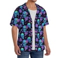 thumbnail image 2 of Fotbe purple flower blue Skull Camisa Estampada de Manga Corta para Hombre, Casual de Verano, Estilo Playero, Sin Arrugas-Medium, 2 of 5